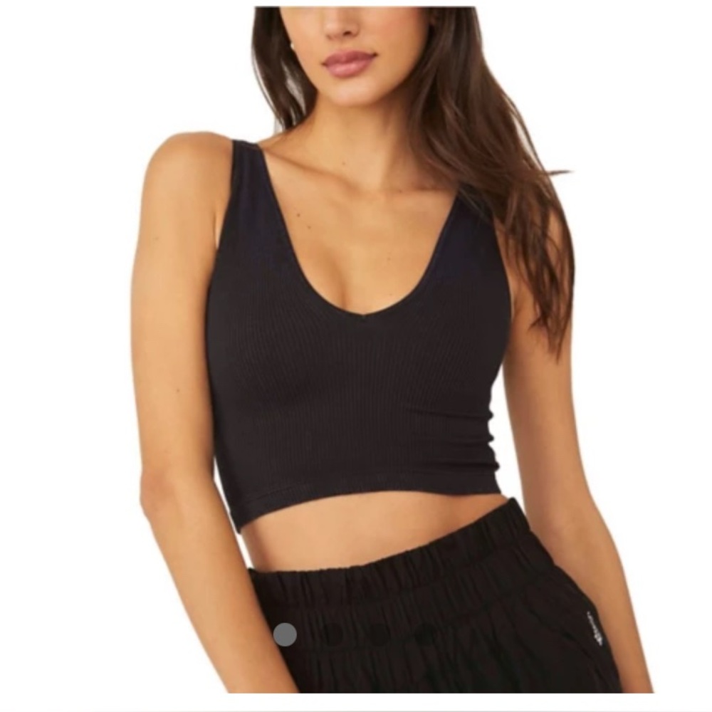 Free People Movement Free Throw Ribbed Crop Top XS Black